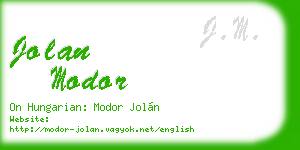 jolan modor business card